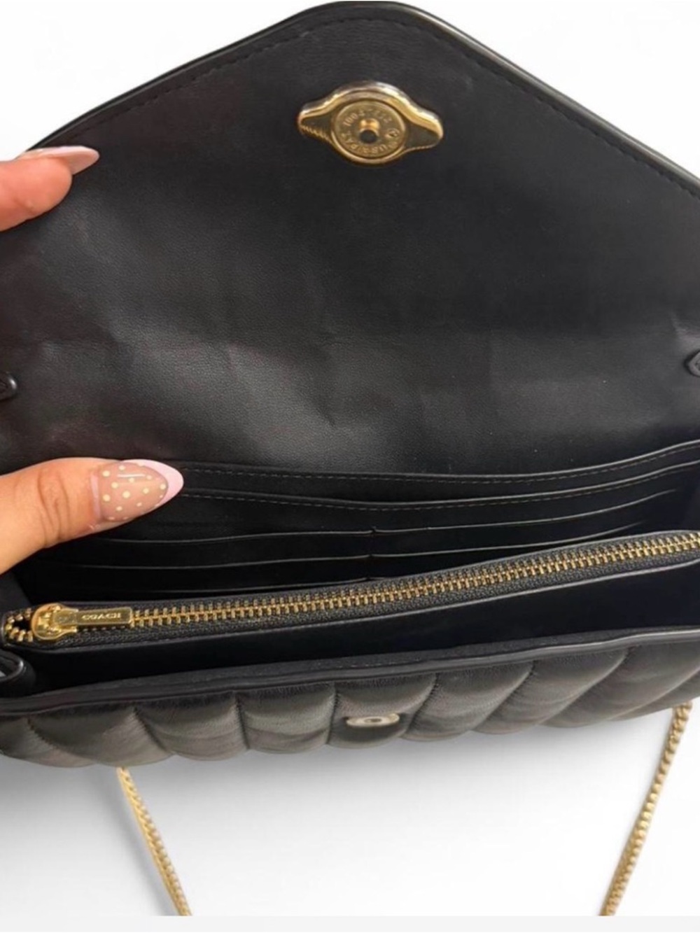 Coach Black Quilted Leather Crossbody with Gold 'C' Hardware - Picture 2 of 3